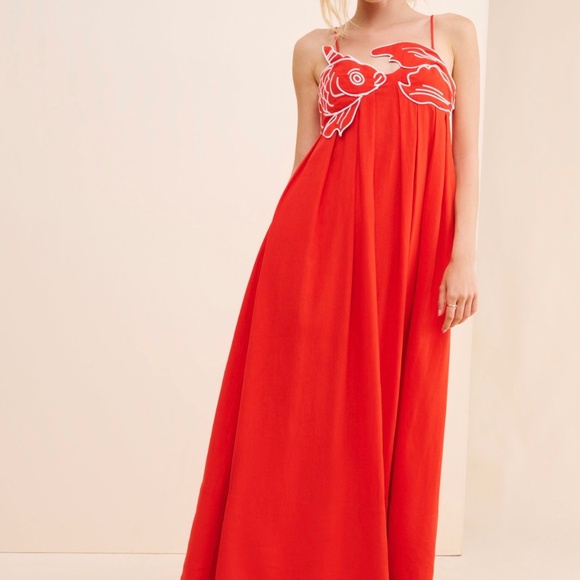 Farm Rio Red Fish Top Maxi Dress - Picture 2 of 6